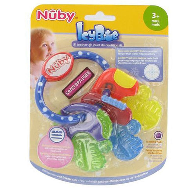 Nuby Ice Gel Teether Keys Baby Toy Soft Teething Soothing Bite Multi-surfaced 